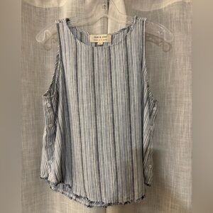 Cloth & Stone Women's Sleeveless Tank Top Linen Blend, Button, Medium